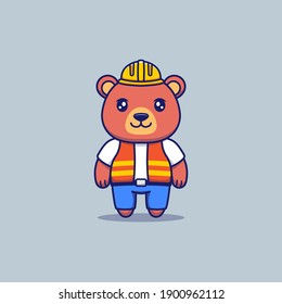 Cute bear with construction worker uniform