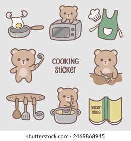 Cute bear cooking sticker journal