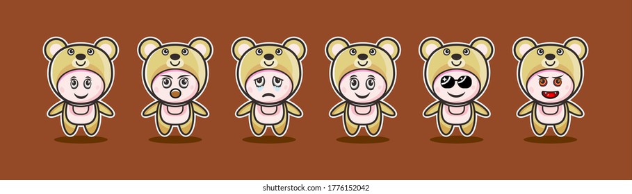 Cute bear costume character vector illustration
