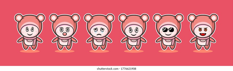 Cute bear costume character vector illustration