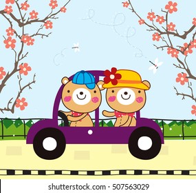 cute bear couple cartoon