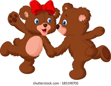 Cute bear couple dancing