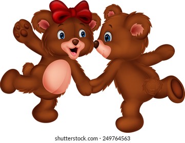 Cute bear couple dancing