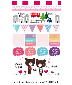 cute bear couple doodle
