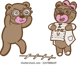 cute bear couple love valentine 
