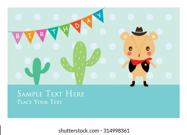 cute bear cowboy birthday greeting card