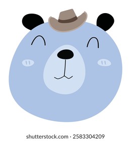 Cute bear with cowboy hat. Vector illustration on white background