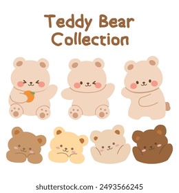 Cute bear creative vector collection. Flat Vector illustration Bear in white background