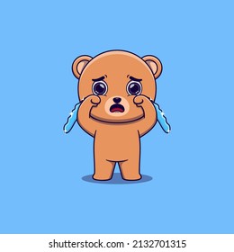cute bear crying with tears
