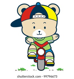 cute bear cycling