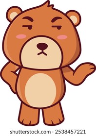 Cute Bear with Cynical Face Illustration