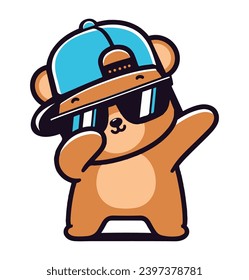 Cute Bear dabbing movement cartoon vector