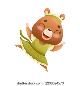 Cute Bear Dancing Ballet Wearing Skirt Vector Illustration