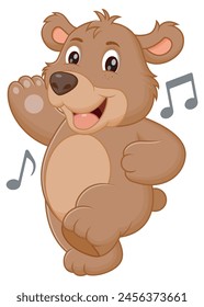 Cute Bear Dancing Cartoon Vector Illustration. Animal Nature Icon Concept Isolated Premium Vector