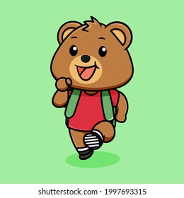cute bear design going to school happy