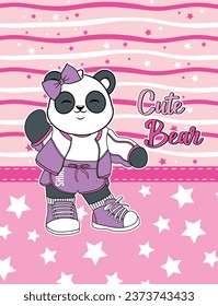 cute bear design graphic tees for girl