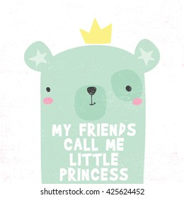 cute bear design with typo for baby tee print
