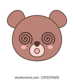 lindo oso mareado expresión confusa ilustración de pegatina vectorial aislado