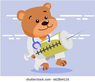 Cute Bear in Doctor Uniform Illustration Suitable for Education, Card, T-Shirt, Social Media, Print, Book, Stickers, and Any Other Kids Related Activities