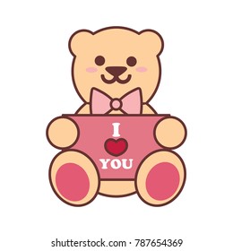 Cute Bear Doll Love Letter Vector Illustration Graphic