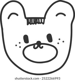 Doodle lindo del oso, dibujo de la mano del logotipo de la cabeza del oso