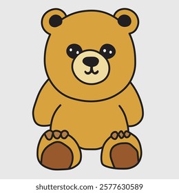 Cute Bear doodle illustration cartoon outline