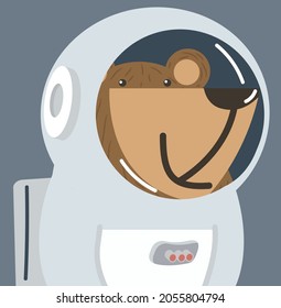 Vector de doodle de oso lindo Astronauta