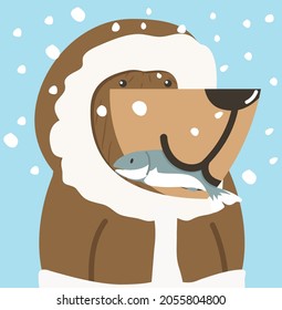 Cute bear doodle vector icon Eskimo
