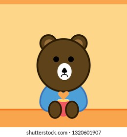 Cute Bear Drinking Milk 