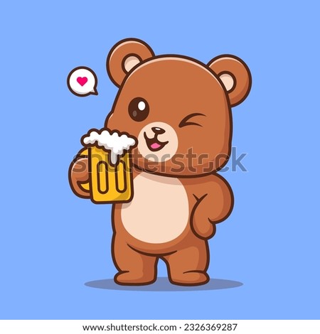 Cute Bear Drinking Orange Juice Cartoon Vector Icon Illustration. Animal Drink Icon Concept Isolated Premium Vector. Flat Cartoon Style