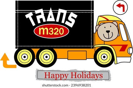 cute bear is driving a truck