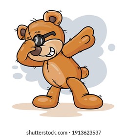 Cute Bear with Dub Dance Cartoon Vector Icon Illustration. Animal Icon Concept Isolated on White Background