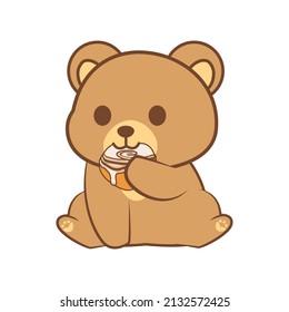 Cute Bear Eating Cake Stock Vector (Royalty Free) 2132572425 | Shutterstock