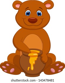 Cute Bear Eating Honey