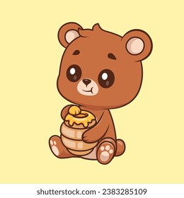 Cute Bear Eating Honey Cartoon Vector Icon Illustration.
Animal Food Icon Concept Isolated Premium Vector. Flat
Cartoon Style