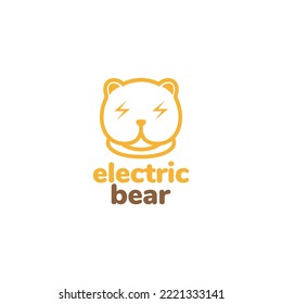 cute bear electric logo design