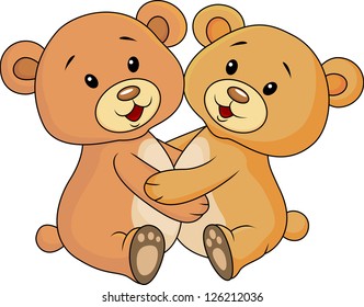 Cute bear embrace each other