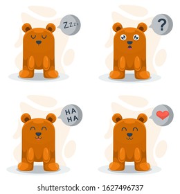 Cute bear emoticon cartoon vector