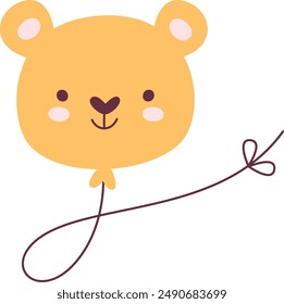 Cute Bear Face Balloon Vector Illustration