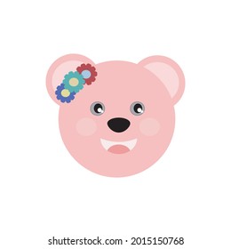 Cute bear face cartoon character. vector illustration