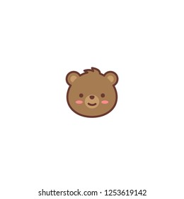 Cute bear face cartoon icon, vector illustration
