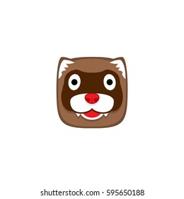 Cute bear face in cartoon style