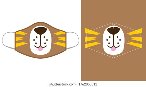 Cute bear face graphic design vector illustration ready for print on mouth mask.