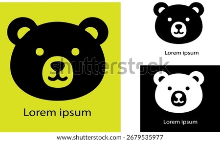 Cute bear face icon logo vector illustration design