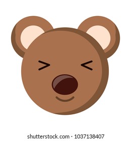 cute bear face icon over white background, colorful design. vector illustration