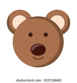 cute bear face icon over white background, colorful design. vector illustration