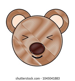 cute bear face icon over white background, colorful design. vector illustration