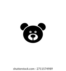 Cute Bear Face Icon – Diseño simple de logotipo animal en blanco y negro