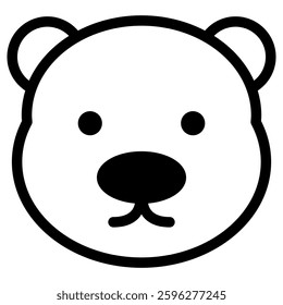 Cute Bear Face Line Drawing Icon
