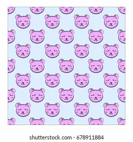 Cute bear face on blue background.